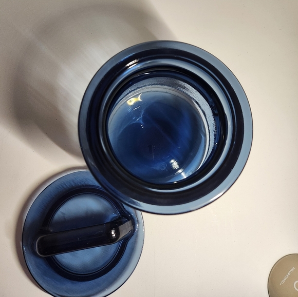 Vintage L.E. Smith Blue Glass Milk Can Canister - Picture 3 of 6